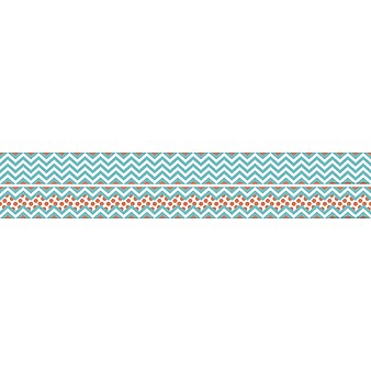 Barker Creek Double-Sided Trim, Turquoise/Coral Chevron, 12/Pack