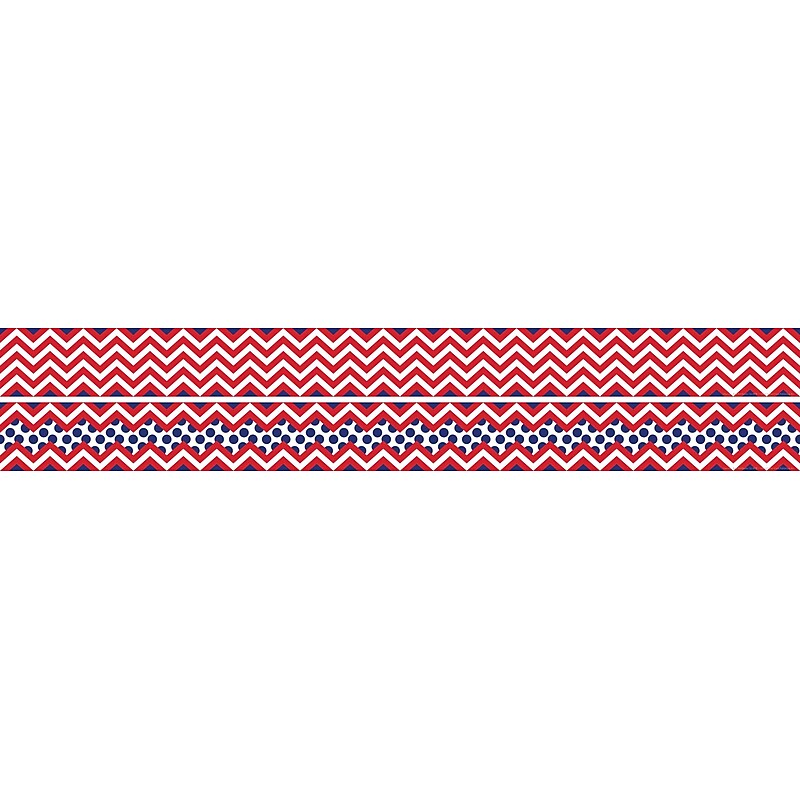 Barker Creek Double-Sided Border, 35" x 3", Red & Navy Chevron, 12/Pack (LL987) image 1