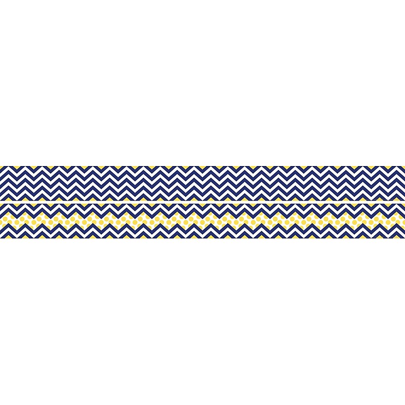 Barker Creek Double-Sided Border, 35" x 3", Navy & Yellow Chevron, 12/Pack (LL988) image 1