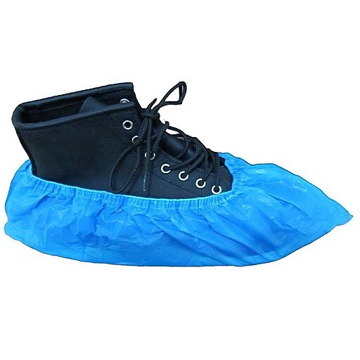 Keystone SCCPEHDLGBL1BAG Polyethylene Shoe Covers, Blue at Staples