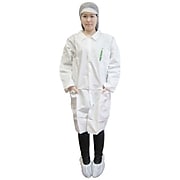 Keystone LC3-WE-KG-5XL Single Collar White Disposable Lab Coat, 5XL, 30/Box