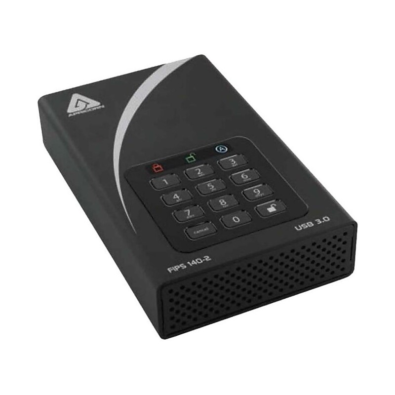 Apricorn Aegis Padlock DT 2TB USB 3.0/USB 2.0 External Hard Drive, Black (ADT-3PL256F-2000) image 1