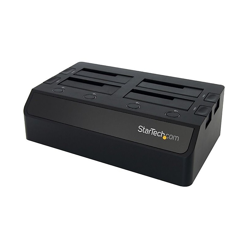 StarTech SDOCK4U33 USB 3.0 To 4-Bay SATA 6Gbps Hard Drive Docking Station W/UASP, Black image 1