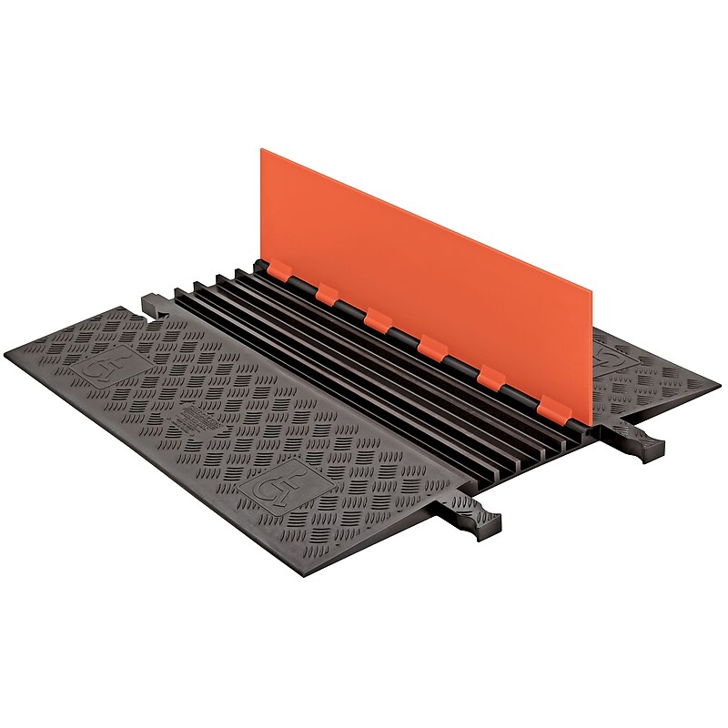 Checkers® Guard Dog® 5 Channel Low Profile Cable Protector With Built-In ADA Ramp, Orange/Black image 1