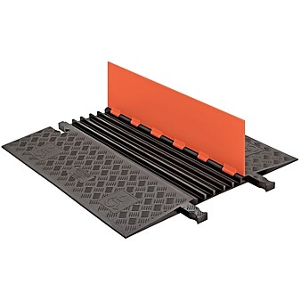 Checkers® Guard Dog® 5 Channel Low Profile Cable Protector With Built-In ADA Ramp, Orange/Black