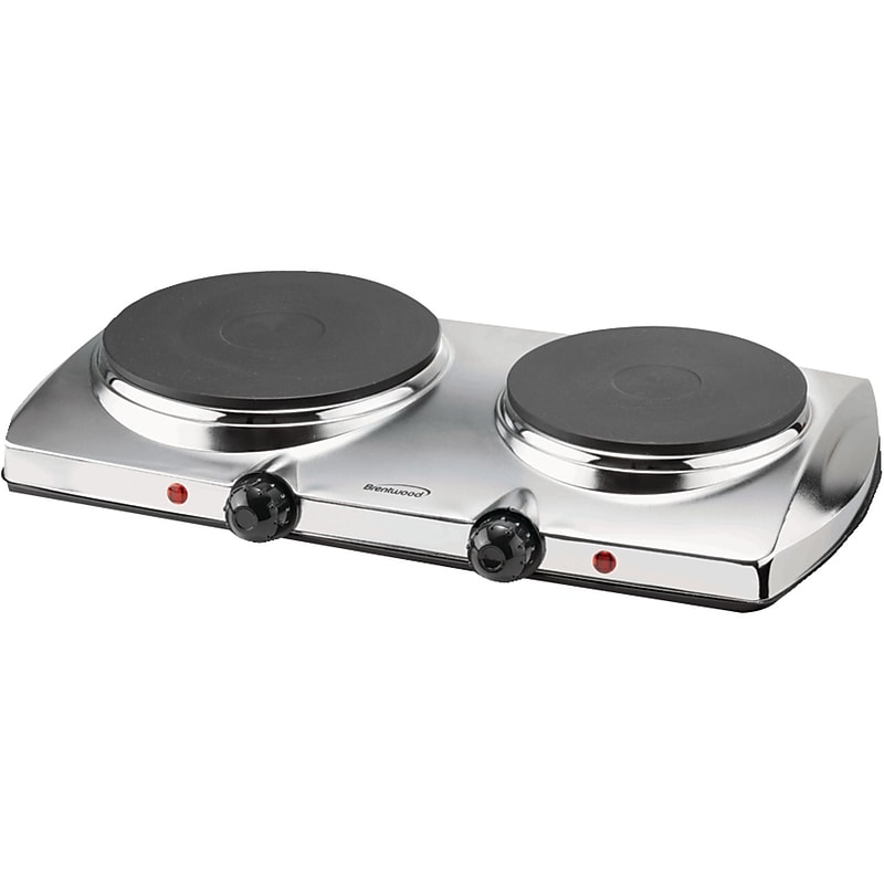 Brentwood® 1440 W Electric Double Hot Plate; Chrome Finish image 1