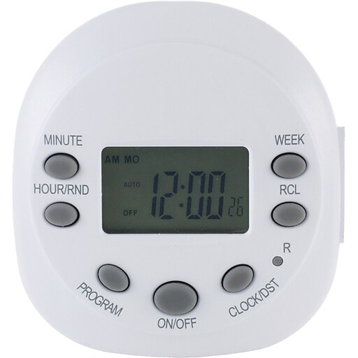 GE 15154 7Day Random On/Off PlugIn Timer, White (JAS15154) Staples