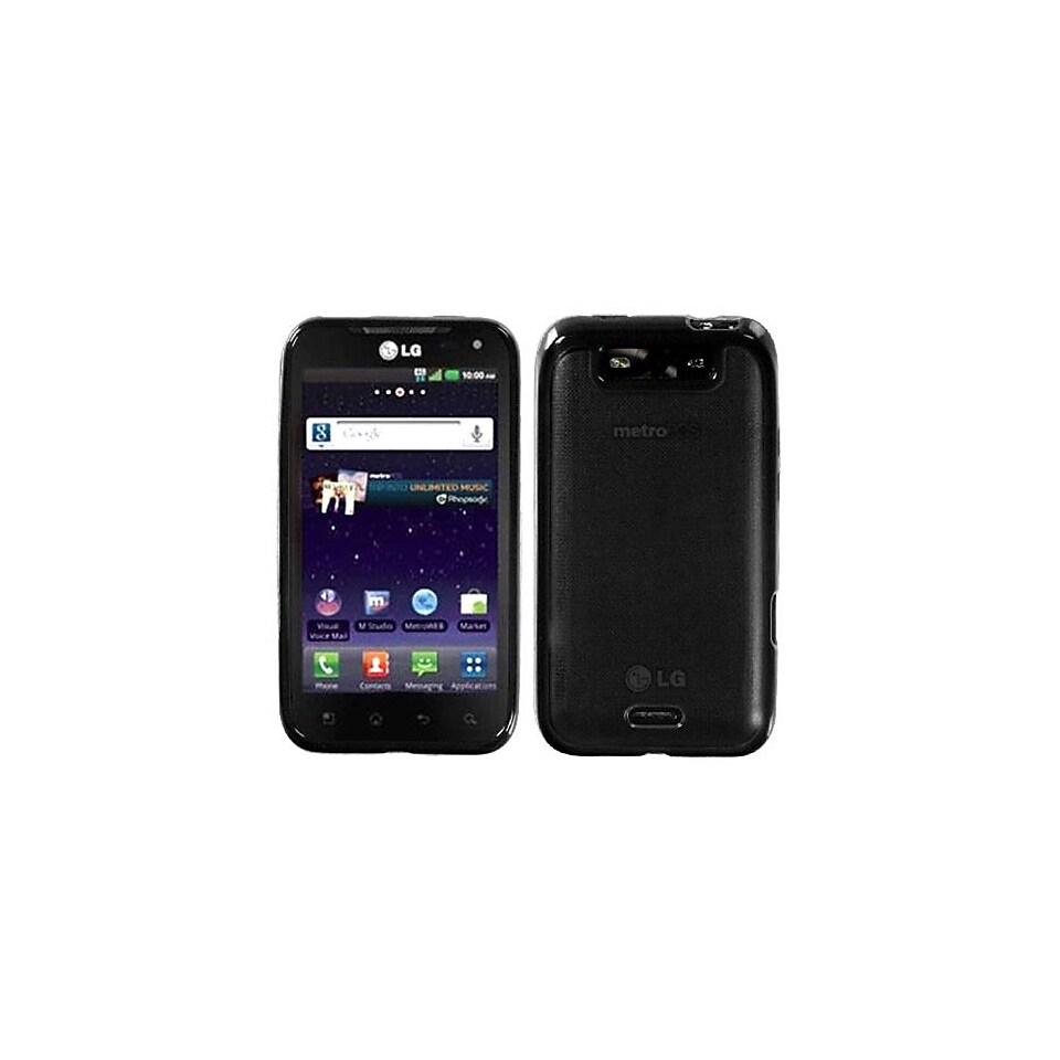 Insten Gummy Cover For LG LS840 Viper/MS840 Connect 4G, Transparent Smoke/Solid Black