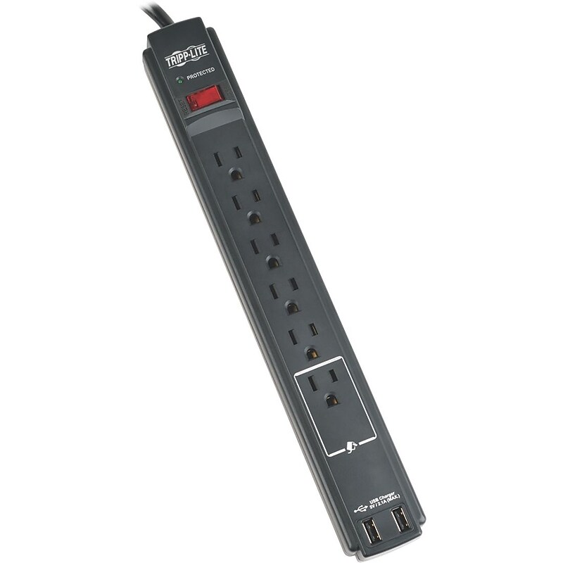 Tripp Lite 6 Outlet Power Strip, 6' Cord, 990 Joules (TLP606USBBTAA) image 1