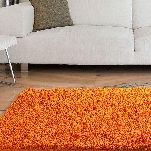 Lavish Home High Pile Carpet Shag Rug, Orange at Staples