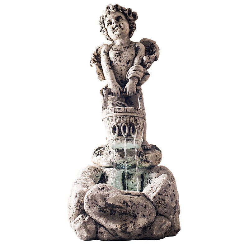 Pure Garden Polyresin Outdoor Fountain with Pump, Cherub image 1