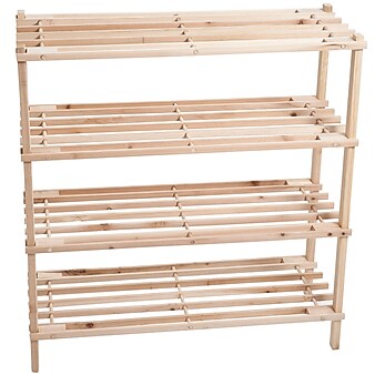 Lavish Home 26.25" x 25" Pine Wood Shoe Rack