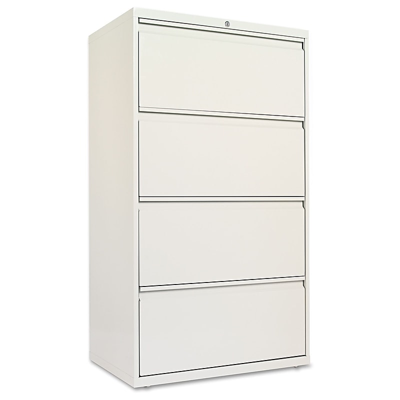 Alera 4-Drawer Mobile Lateral File Cabinet, Letter/Legal Size, Lockable, 53.25"H x 30"W x 19.25"D, Light Gray (ALELF3054LG) image 1
