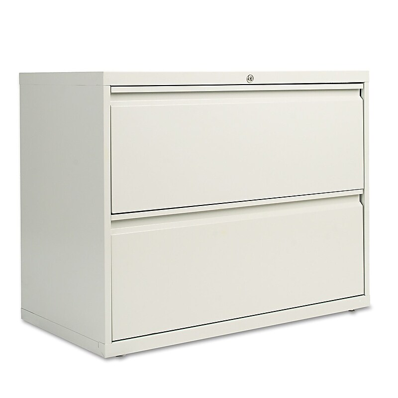 Alera 2-Drawer Mobile Lateral File Cabinet, Letter/Legal Size, Lockable, 28.375"H x 36"W x 19.25"D, Light Gray (ALELF3629LG) image 1