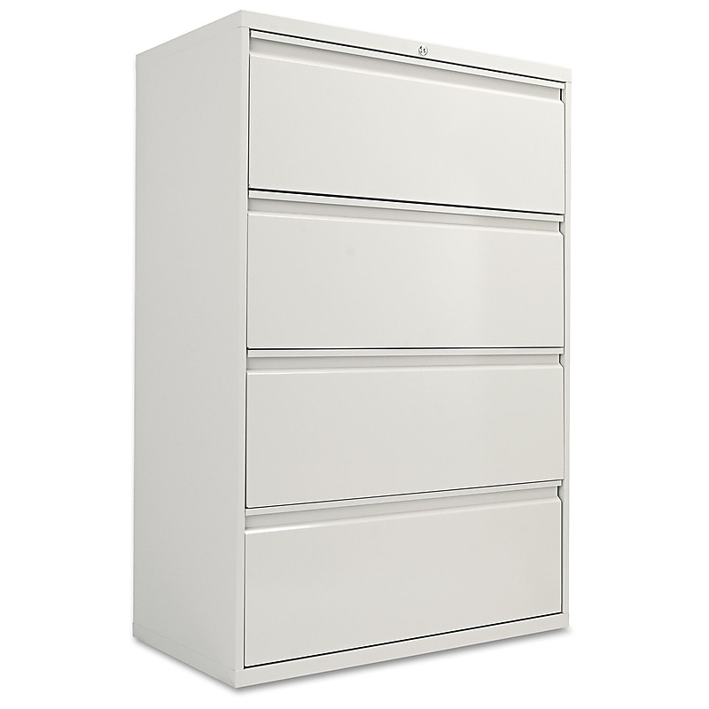 Alera® Four-Drawer Lateral File Cabinet, 36w x 18d x 52 1/2h, Light Gray (ALELF3654LG) image 1