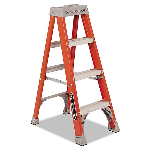 Louisville Fiberglass Heavy Duty Step Ladder, 50", Orange, 3 Steps at