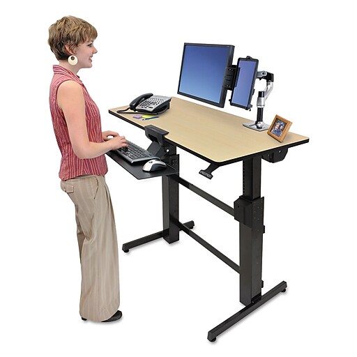 Ergotron® WorkFitD Steel/Metal/Wood SitStand Computer Desk, Black