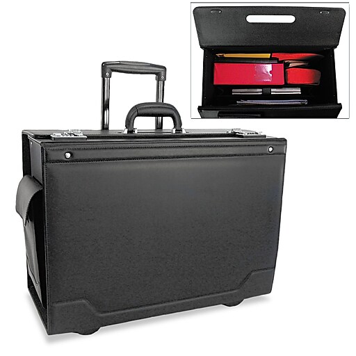 Stebco Wheeled Catalog Case, LeatherTrimmed Tufide, Black, 15 1/2"H x