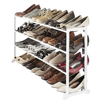 Whitmor 20 Pairs Capacity Floor Shoe Stand, White