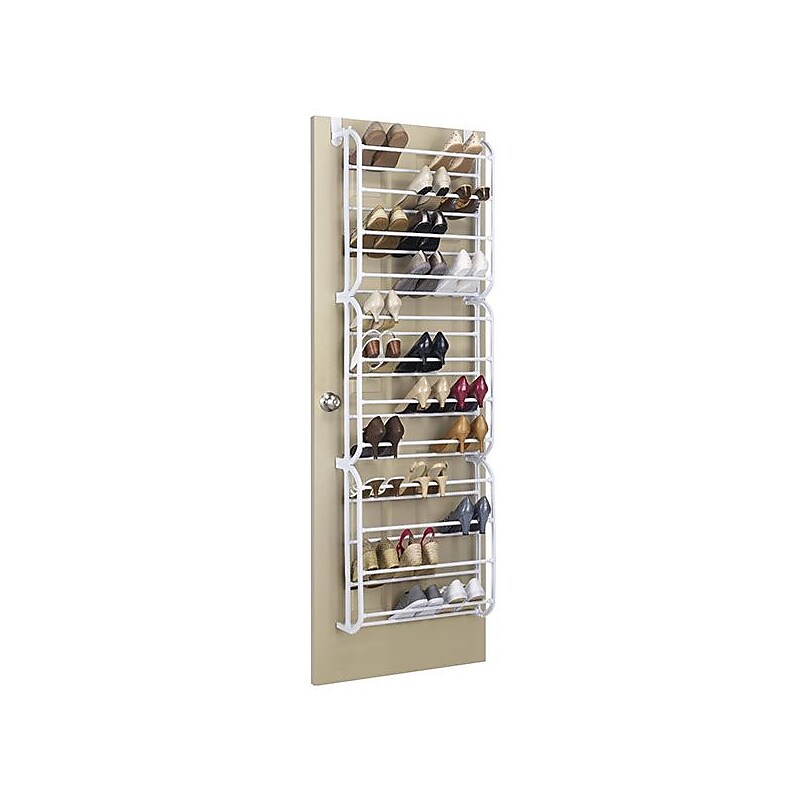 Whitmor 36 Pairs Capacity Over The Door Shoe Rack, White (67804679WHT) image 1