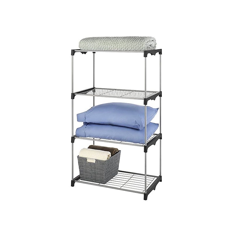 Whitmor 4-Tier Closet Organizer Shelves, Silver image 1