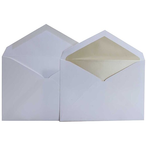 JAM Paper® Lined Wedding Envelope Set, 5.75 x 8, White with Pearl Lined ...