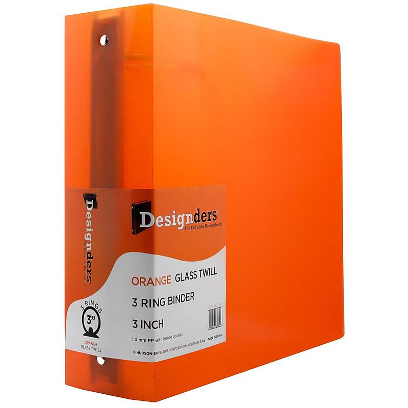JAM Paper Designders 3" 3-Ring Flexible Poly Binders, Orange (821T3OR) image 1