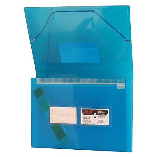 JAM Paper® 13 Pocket Expanding File, Letter Size, 9 x 13, Blue, Sold