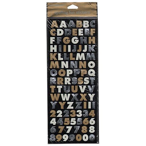 JAM Paper® Self Adhesive Alphabet Letters Stickers, Gold and Silver, 96