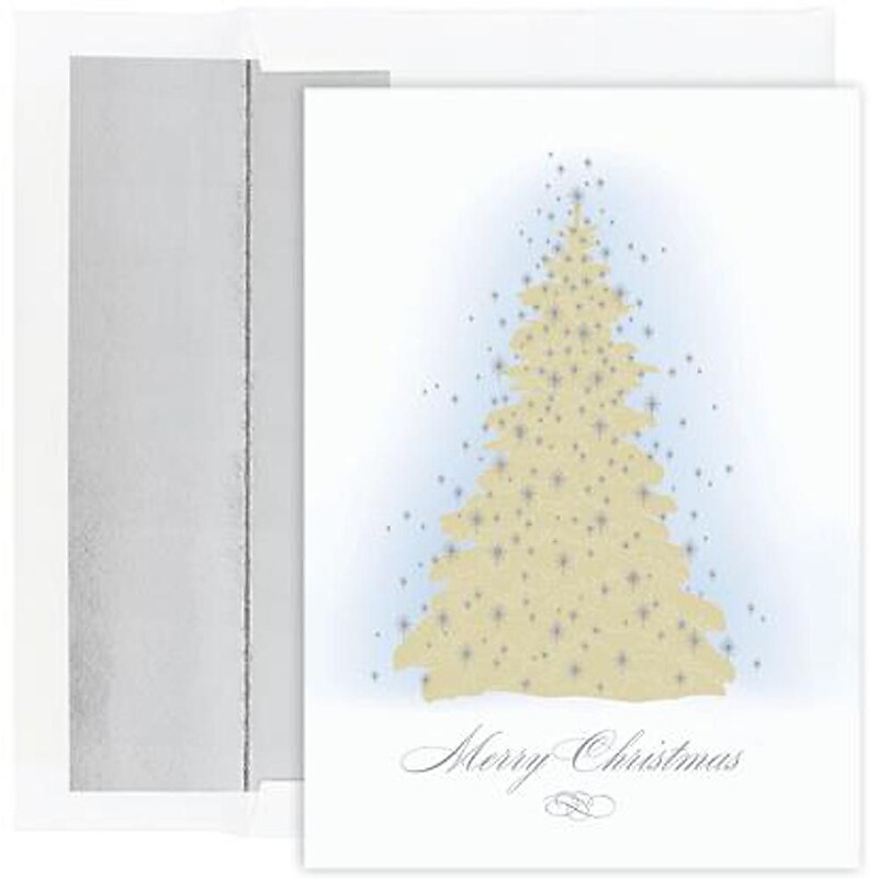 JAM Paper® Christmas Cards Set, Frosted Tree Design, 16/Pack (526823300) image 1