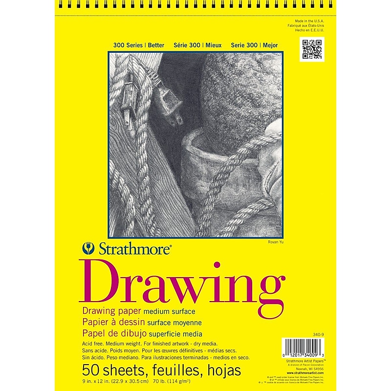 Strathmore 300 Series 17" x 14" Wire Bound Drawing Sketch Pad, 50 Sheets/Pad (STTP3401403) image 1