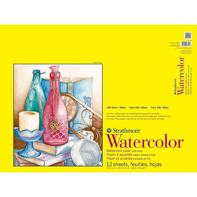 Strathmore 300 Series 24" x 18" Tape Bound Watercolor Sketch Pad, 12 Sheets/Pad (STTP3601181) image 1