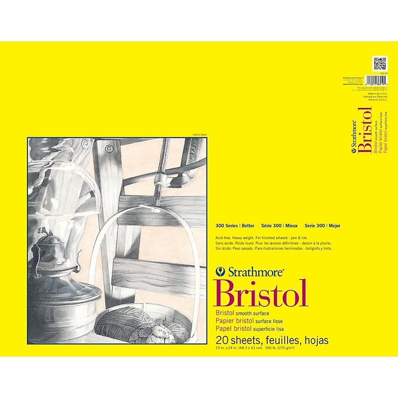Strathmore 100 lbs. Smooth Bristol Paper Pad, 19" x 24" image 1