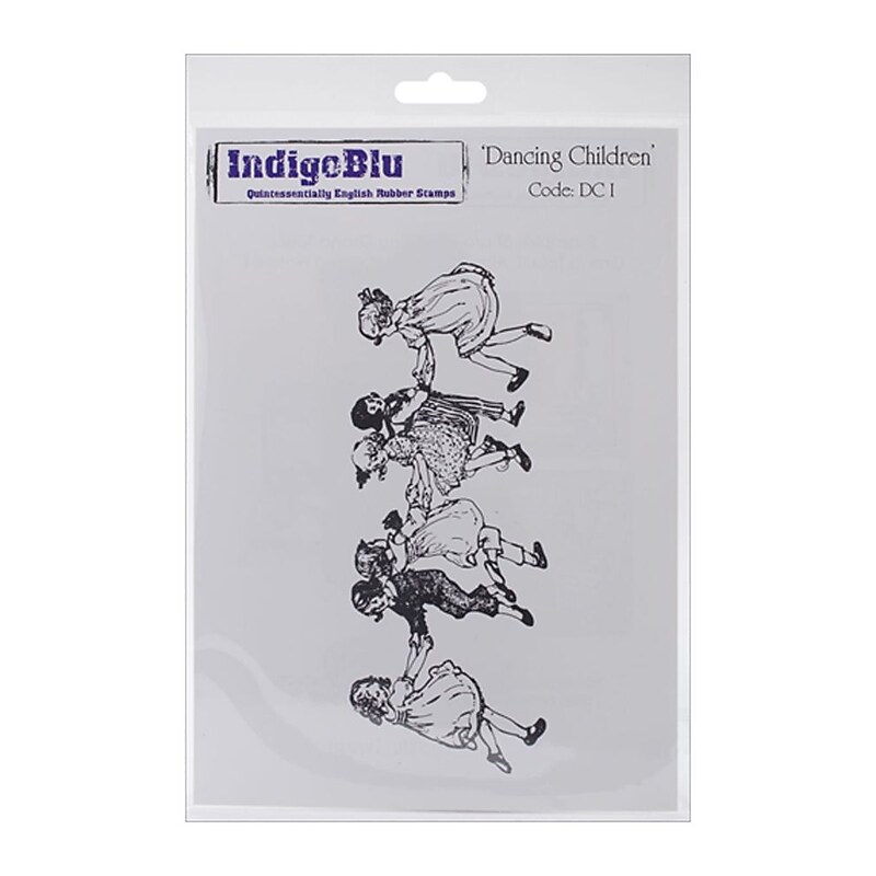 IndigoBlu Dancing Children Cling Stamp, 5" x 4", Black (DCI) image 1