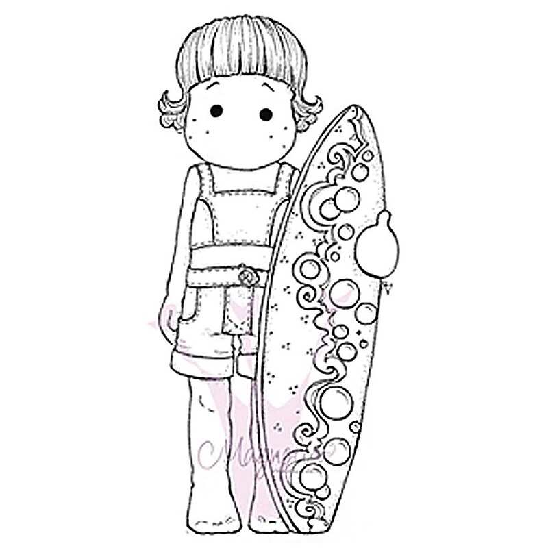 Magnolia Lazy Summer Days Surf Tilda Rubber Cling Stamp, 6 1/2" x 3 1/2", Purple (710031-1) image 1