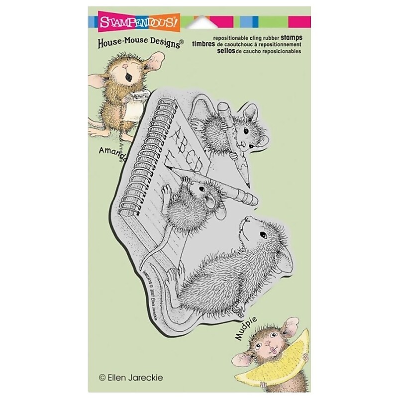 Stampendous® 4" x 6" House Mouse Cling Rubber Stamp, Practice ABC's image 1