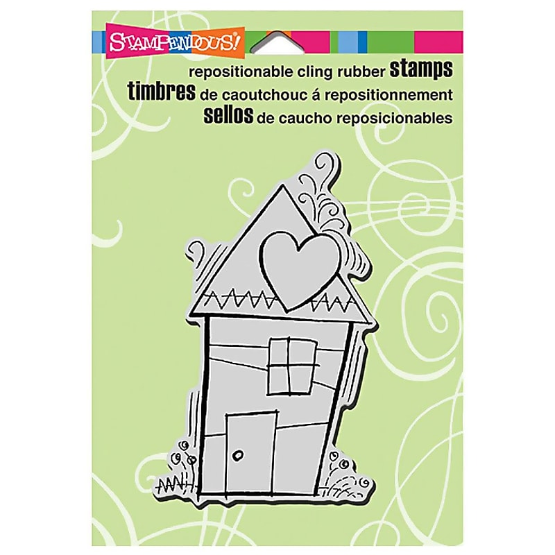 Stampendous® 5 1/2" x 4 1/2" Cling Rubber Stamp, Penpattern House image 1