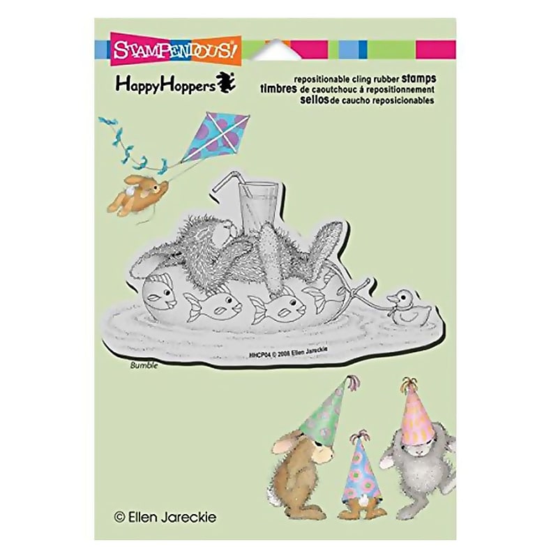 Stampendous® 5 1/2" x 4 1/2" Happyhoppers Cling Rubber Stamp, Inner Tube Nap image 1