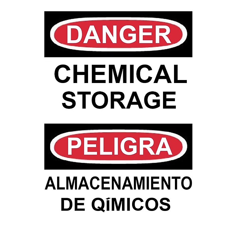 Danger, Chemical Storage, Bilingual, 14X10, Adhesive Glo Vinyl image 1