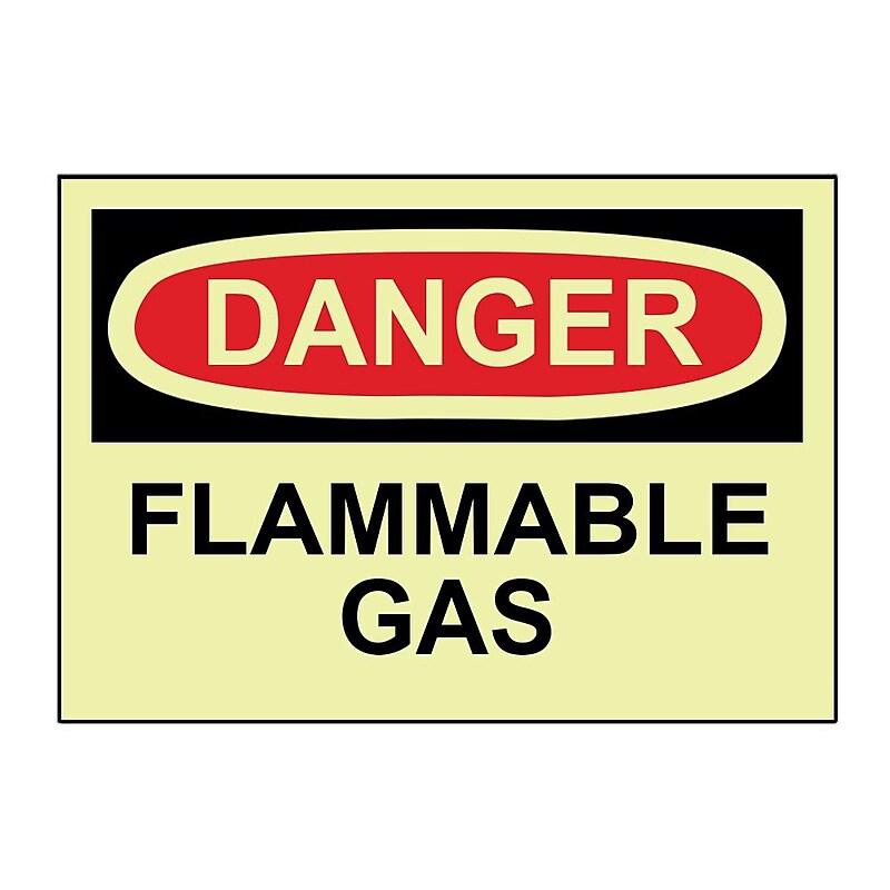 Danger, Flammable Gas, 10X14, Adhesive Vinylglow image 1