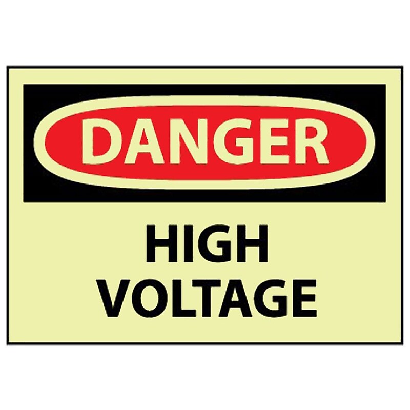 Danger, High Voltage, 10X14, Adhesive Vinylglow image 1