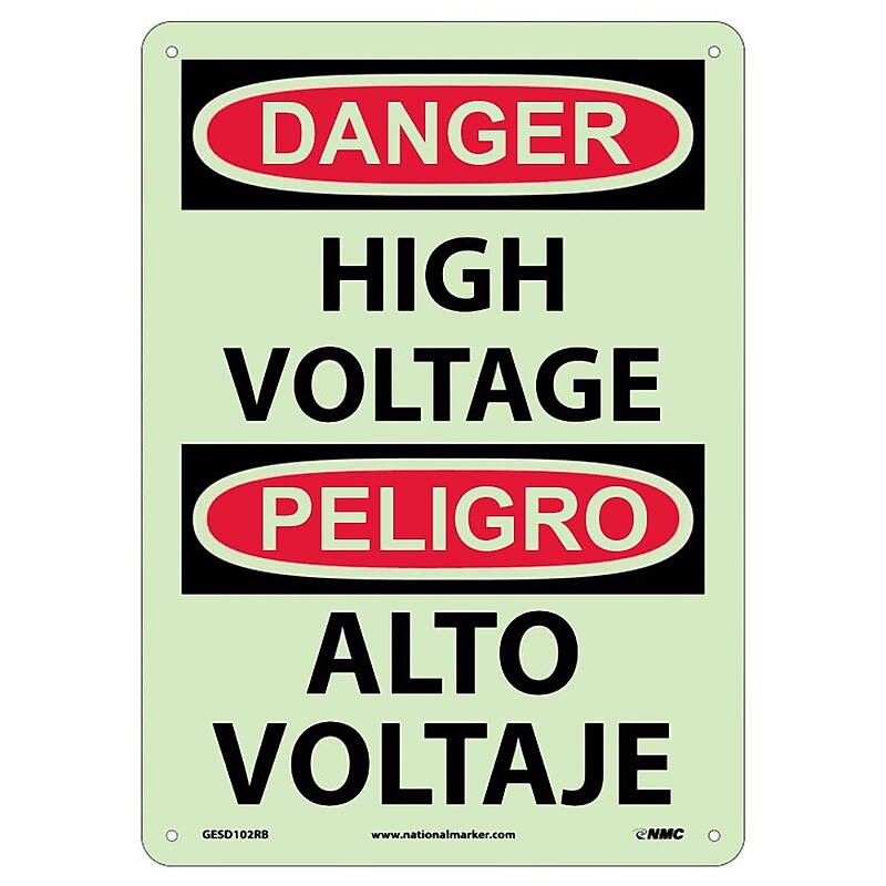 Danger, High Voltage, Bilingual, 14X10, Adhesive Glo Vinyl image 1