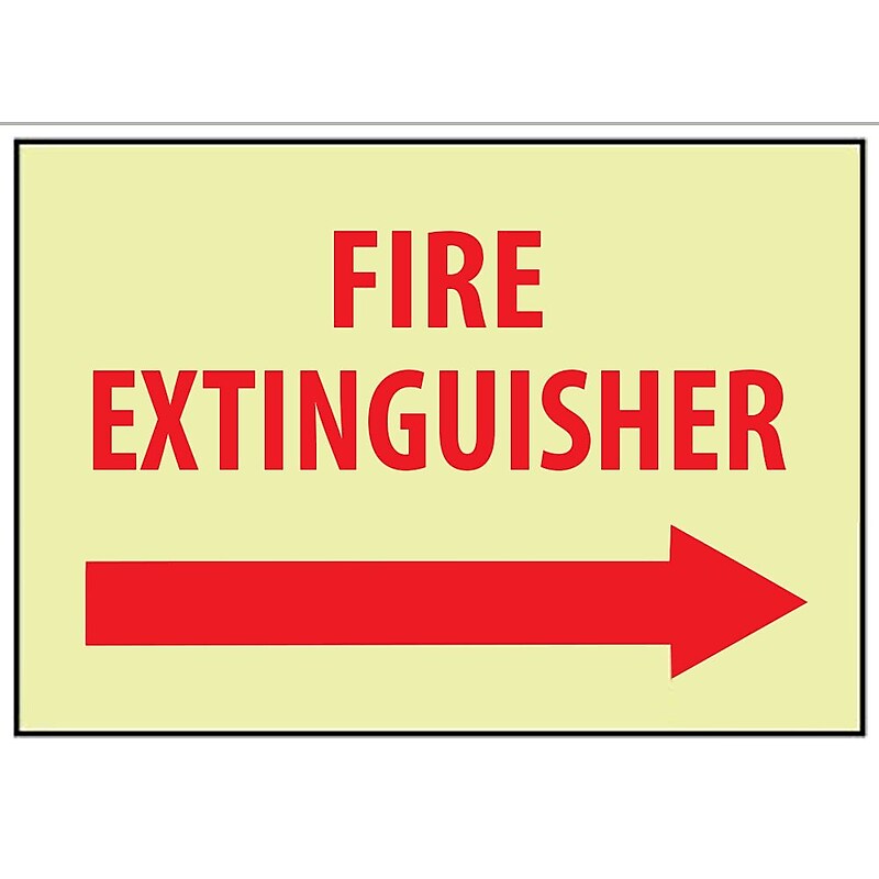 Fire, Fire Extinguisher, Right Arrow, 10X14, Adhesive Vinylglow image 1