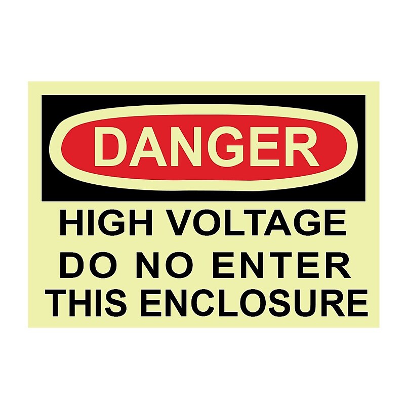 Glow Labels - Danger, High Voltage Do Not Enter This Enclosure, 3X5, Adhesive Vinylglow, 5/Pk image 1