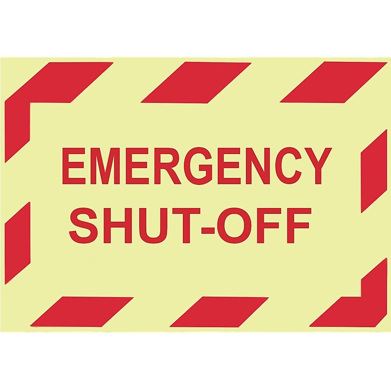 Glow Labels-Emergency Shut-Off, 3X5, Adhesive Vinylglow, 5/Pk image 1
