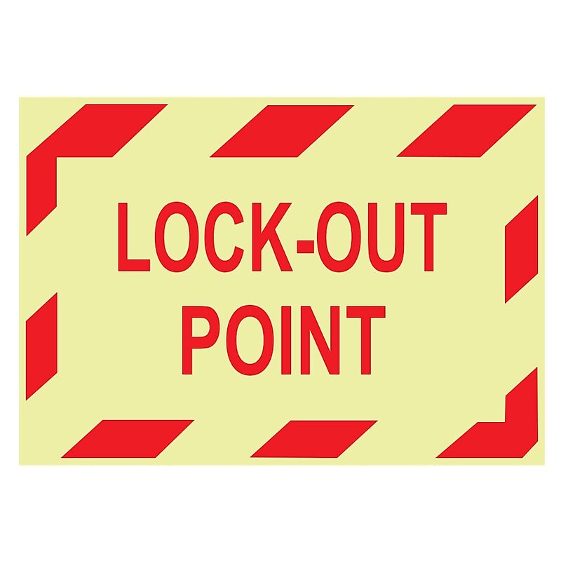 Glow Labels-Lock-Out Point, 3X5, Adhesive Vinylglow, 5/Pk image 1