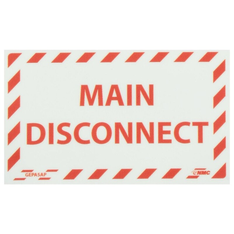 Glow Labels-Main Disconnect, 3X5, Adhesive Vinylglow, 5/Pk image 1