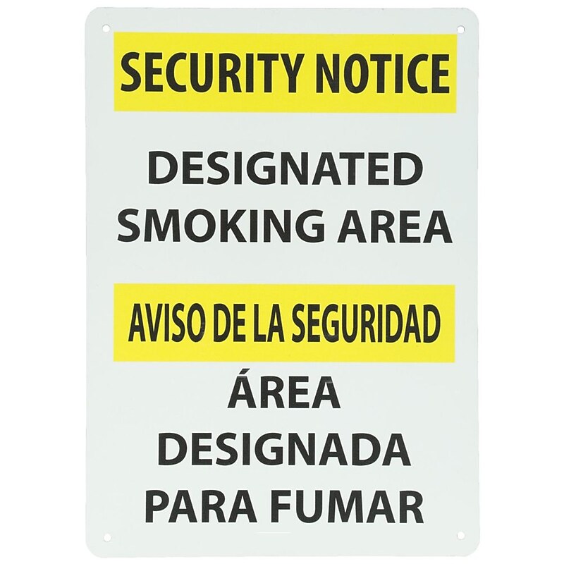 Designated Smoking Area Bilingual, 14X10 , .040 Aluminum, Information Sign image 1