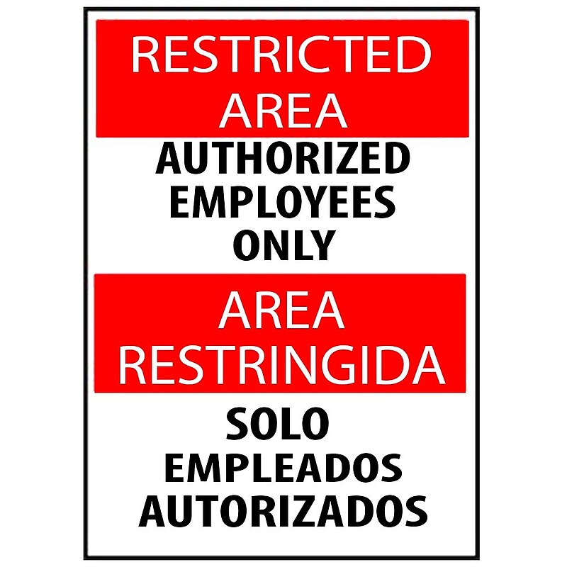 Restricted Area, Authorized Employees Only Bilingual, 14X10, .040 Aluminum, Notice Sign image 1