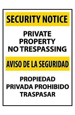 Aluminum Spanish Sign 20x14 in No Trespassing Private Community English 
